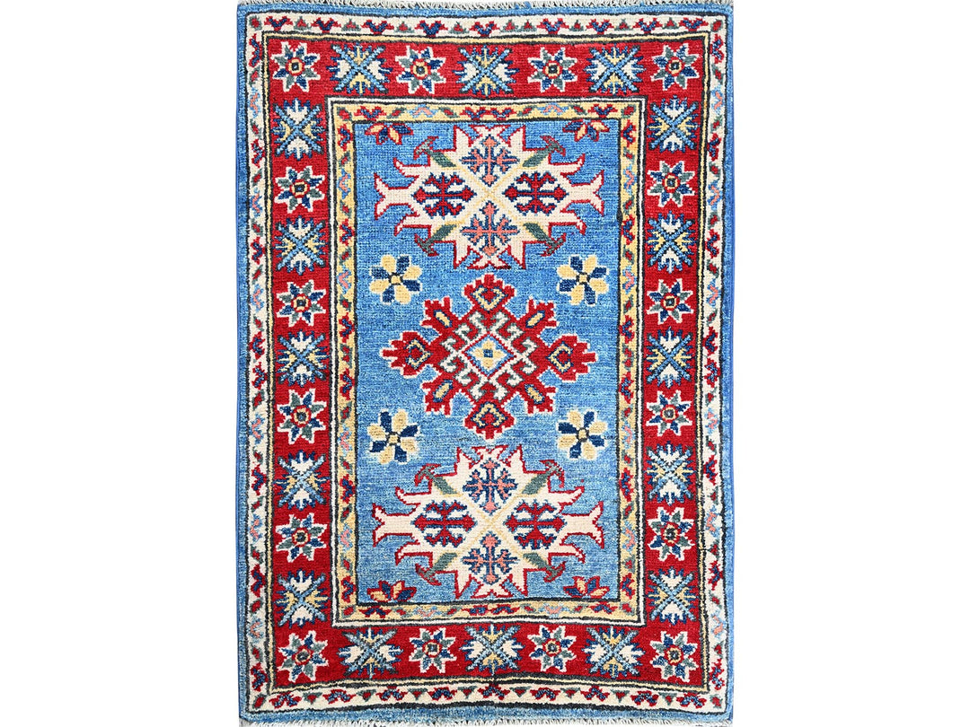 2'1" x 2'11" New Hand Knotted Blue Wool Rectangle Oriental Rug - MOA102379