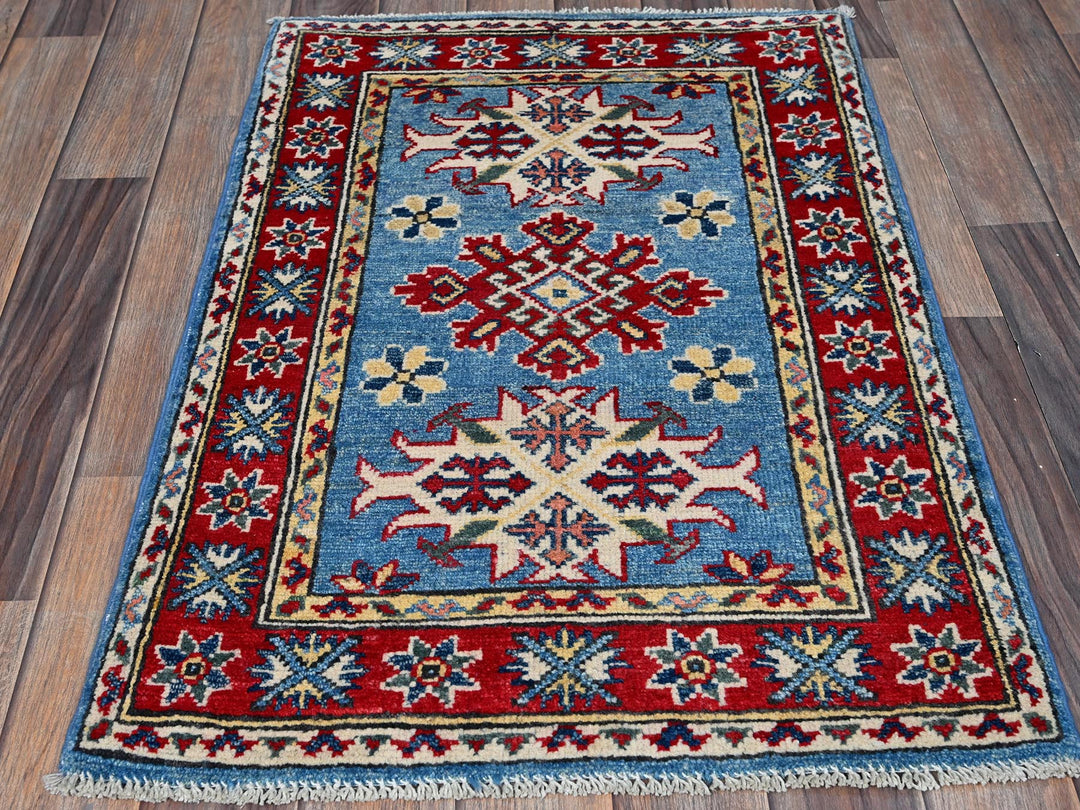 2'1" x 2'11" New Hand Knotted Blue Wool Rectangle Oriental Rug - MOA102379