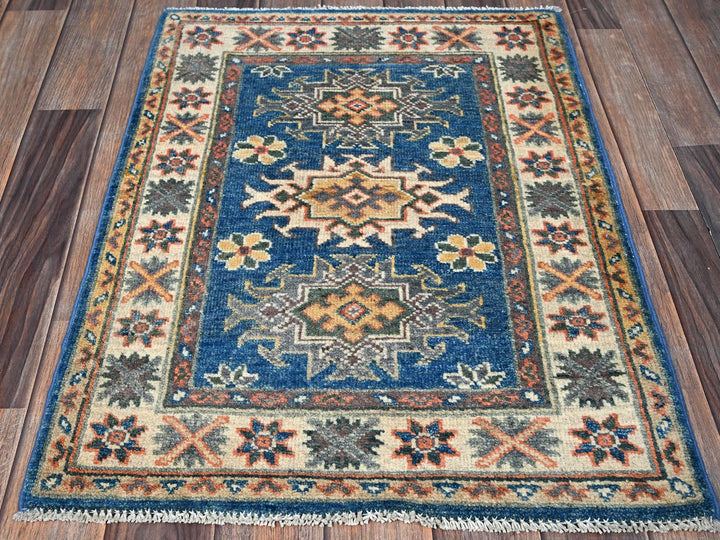 2'1" x 2'9" New Hand Knotted Blue Wool Rectangle Oriental Rug - MOA102380