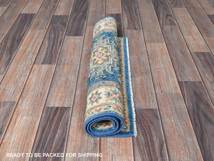 2'1" x 2'9" New Hand Knotted Blue Wool Rectangle Oriental Rug - MOA102380