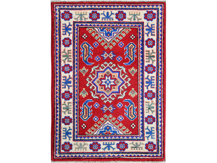 2'0" x 2'11" New Hand Knotted Red Wool Rectangle Oriental Rug - MOA102382