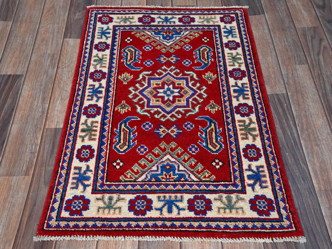 2'0" x 2'11" New Hand Knotted Red Wool Rectangle Oriental Rug - MOA102382