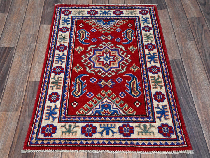 2'0" x 2'11" New Hand Knotted Red Wool Rectangle Oriental Rug - MOA102382