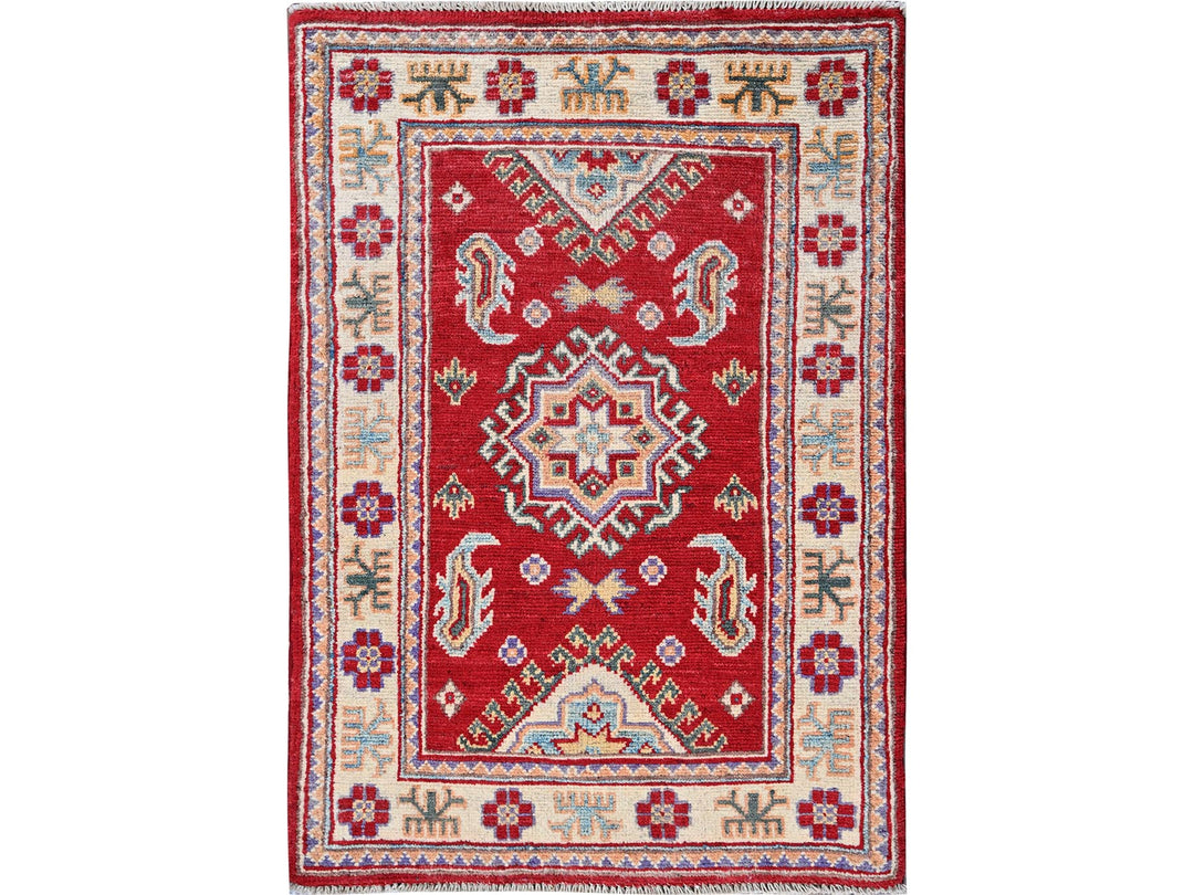 2'0" x 3'0" New Hand Knotted Red Wool Rectangle Oriental Rug - MOA102383