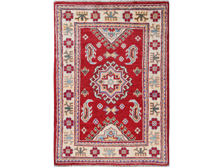 2'0" x 3'0" New Hand Knotted Red Wool Rectangle Oriental Rug - MOA102383