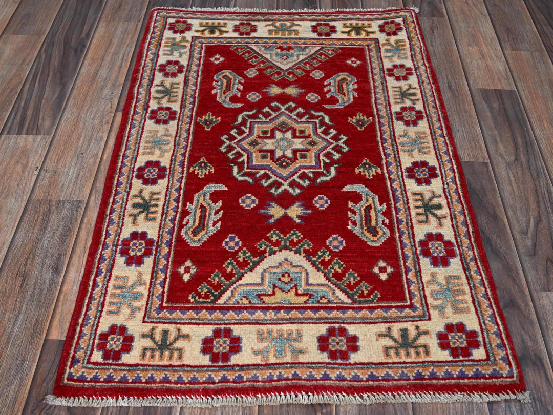 2'0" x 3'0" New Hand Knotted Red Wool Rectangle Oriental Rug - MOA102383