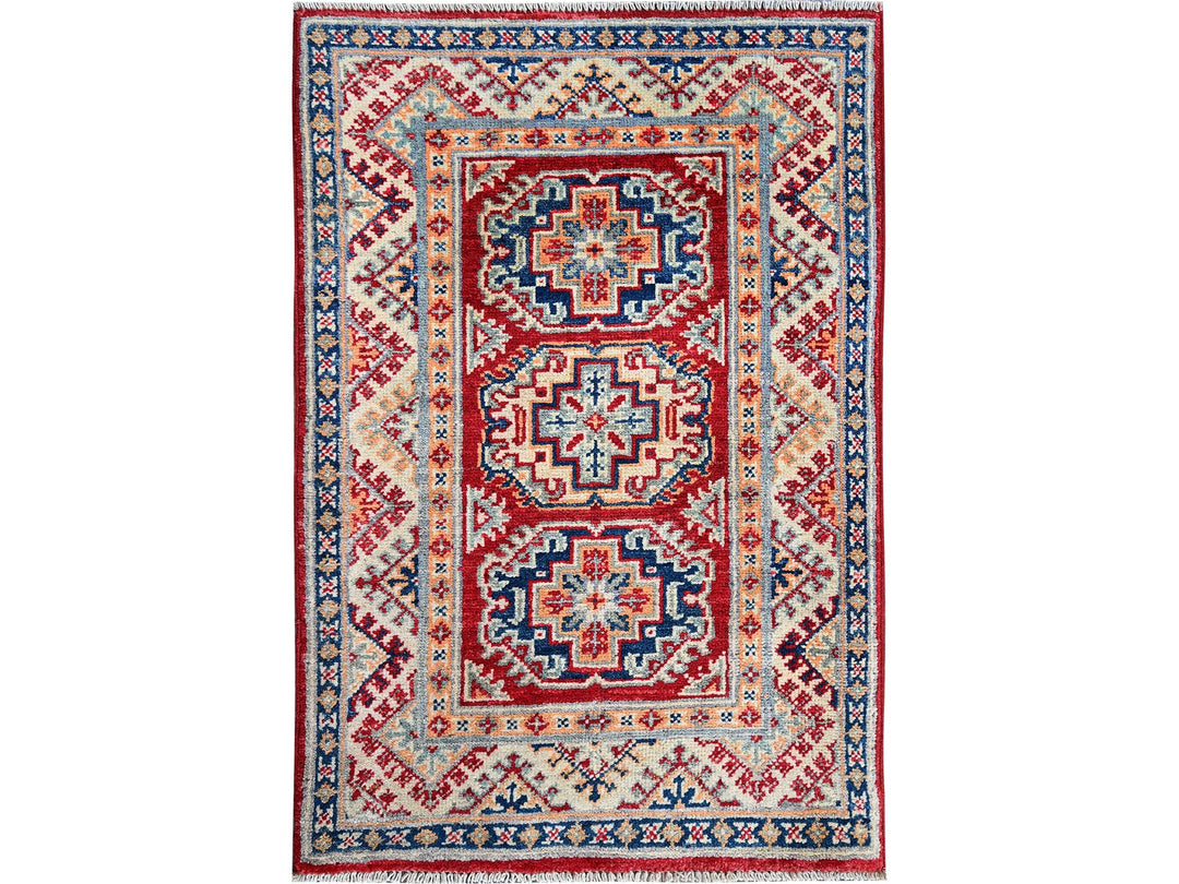 2'0" x 3'0" New Hand Knotted Red Wool Rectangle Oriental Rug - MOA102384