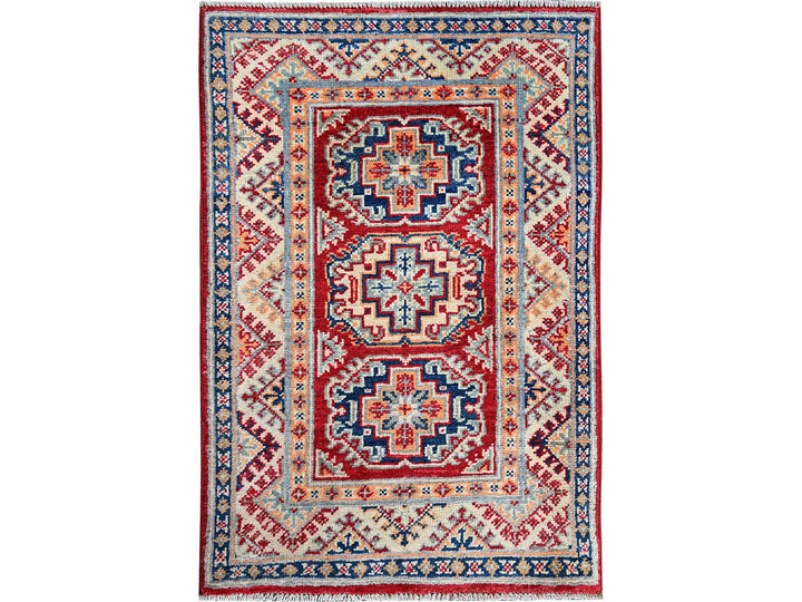 2'0" x 3'0" New Hand Knotted Red Wool Rectangle Oriental Rug - MOA102384