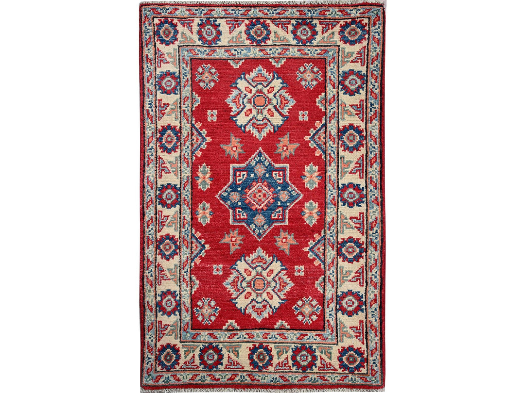 1'11" x 3'0" New Hand Knotted Red Wool Rectangle Oriental Rug - MOA102385