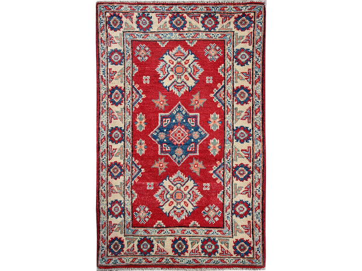1'11" x 3'0" New Hand Knotted Red Wool Rectangle Oriental Rug - MOA102385