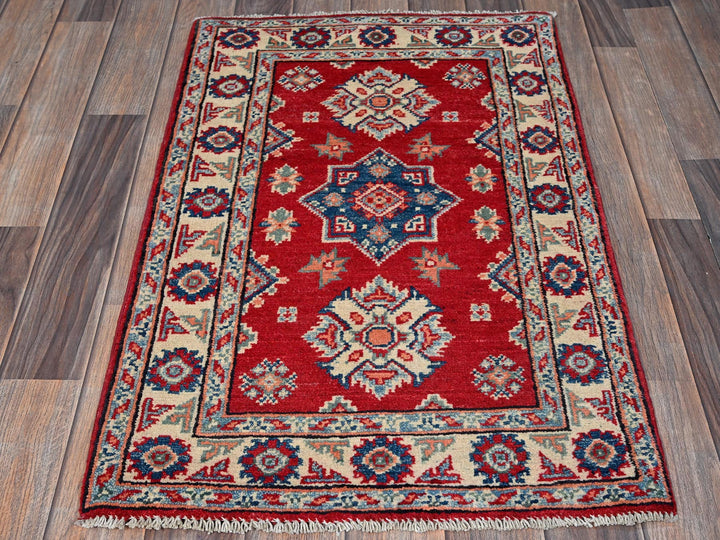 1'11" x 3'0" New Hand Knotted Red Wool Rectangle Oriental Rug - MOA102385
