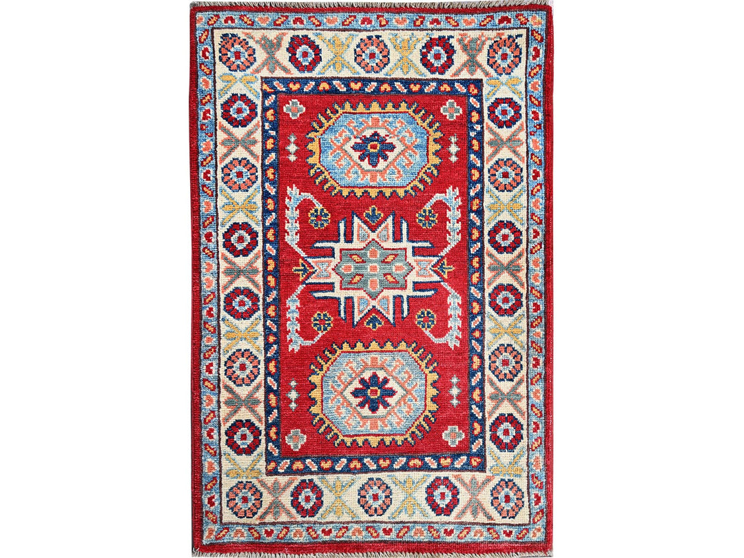 2'1" x 3'1" New Hand Knotted Red Wool Rectangle Oriental Rug - MOA102386