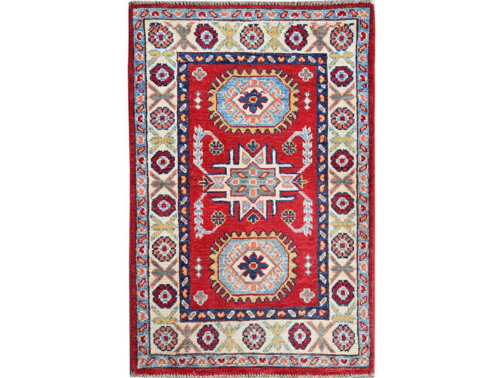 2'1" x 3'1" New Hand Knotted Red Wool Rectangle Oriental Rug - MOA102386