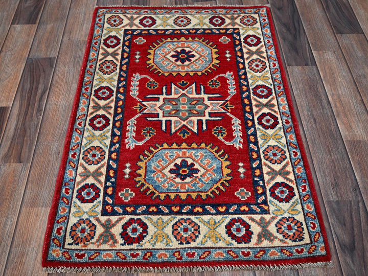 2'1" x 3'1" New Hand Knotted Red Wool Rectangle Oriental Rug - MOA102386
