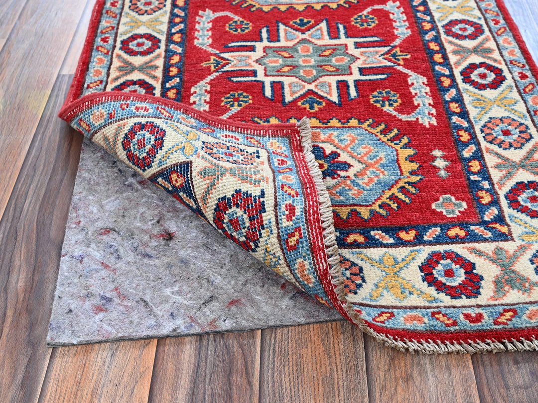 2'1" x 3'1" New Hand Knotted Red Wool Rectangle Oriental Rug - MOA102386