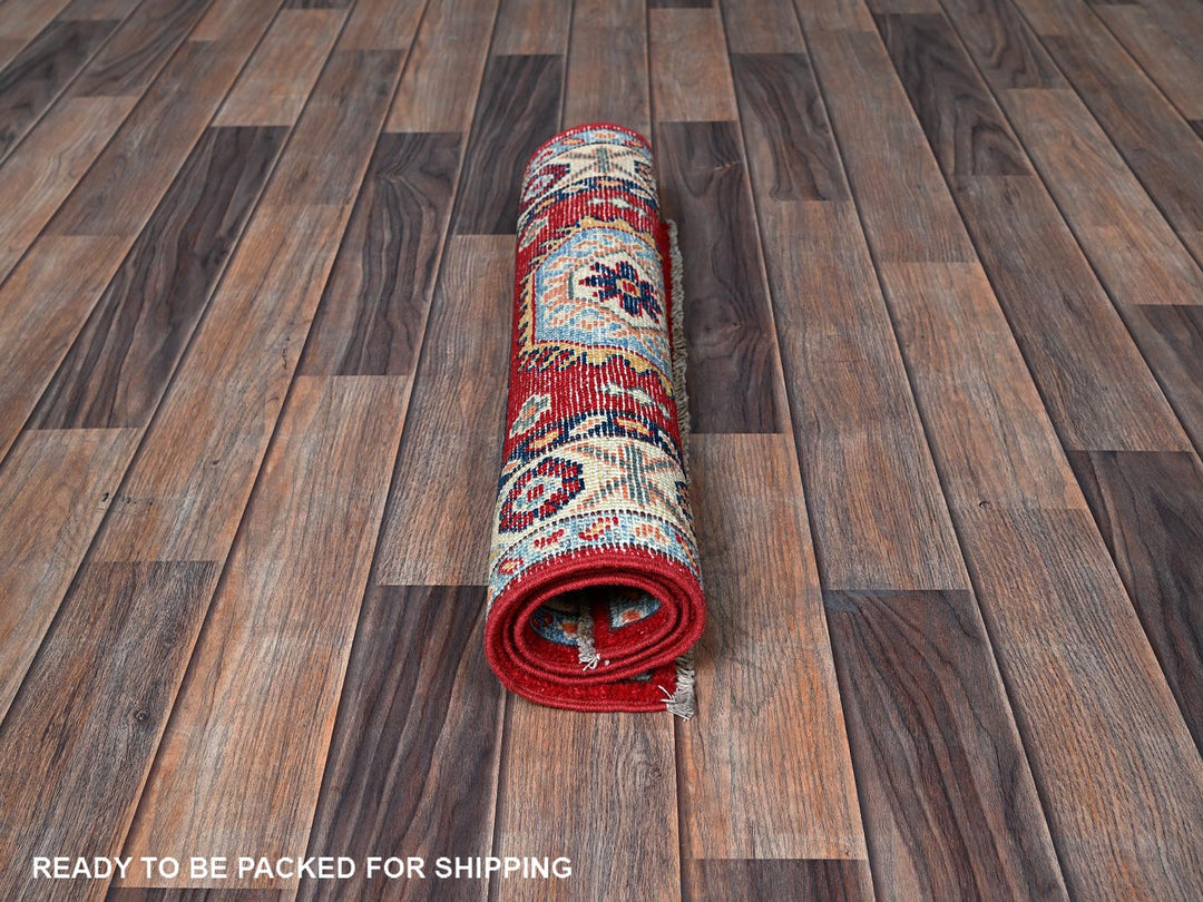 2'1" x 3'1" New Hand Knotted Red Wool Rectangle Oriental Rug - MOA102386