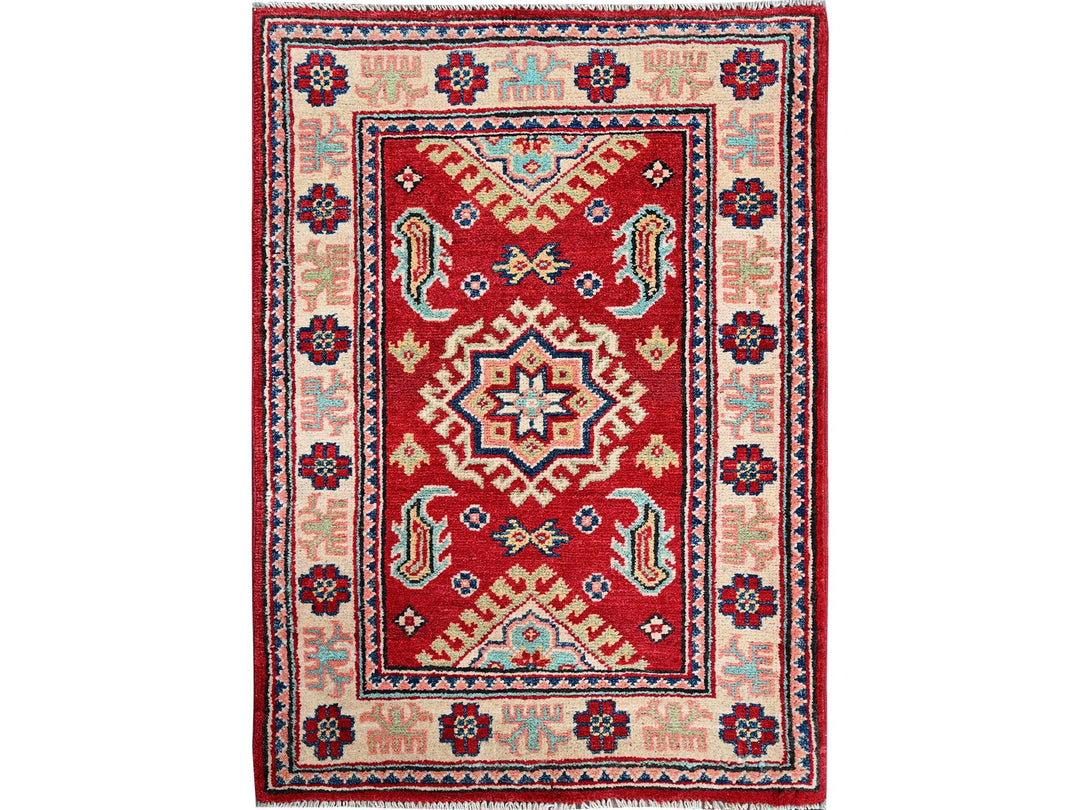 2'1" x 3'0" New Hand Knotted Red Wool Rectangle Oriental Rug - MOA102387