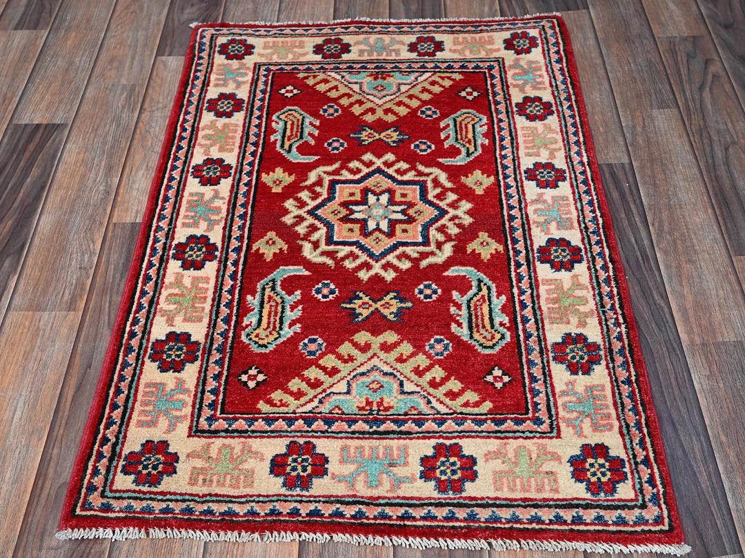 2'1" x 3'0" New Hand Knotted Red Wool Rectangle Oriental Rug - MOA102387