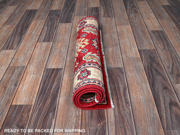 2'1" x 3'0" New Hand Knotted Red Wool Rectangle Oriental Rug - MOA102387