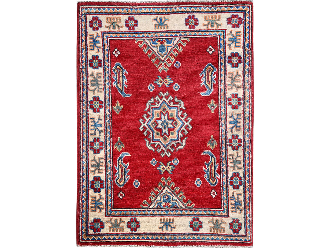 2'1" x 3'1" New Hand Knotted Red Wool Rectangle Oriental Rug - MOA102388
