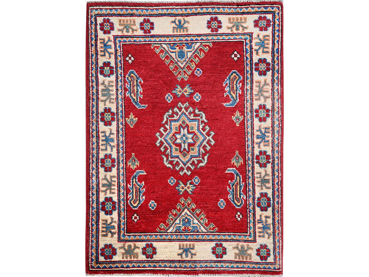 2'1" x 3'1" New Hand Knotted Red Wool Rectangle Oriental Rug - MOA102388