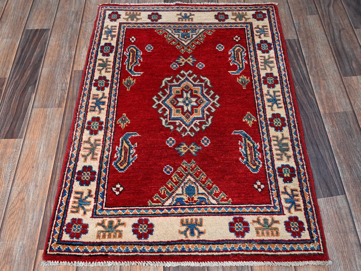 2'1" x 3'1" New Hand Knotted Red Wool Rectangle Oriental Rug - MOA102388