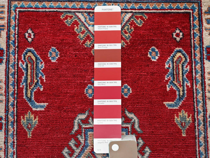 2'1" x 3'1" New Hand Knotted Red Wool Rectangle Oriental Rug - MOA102388