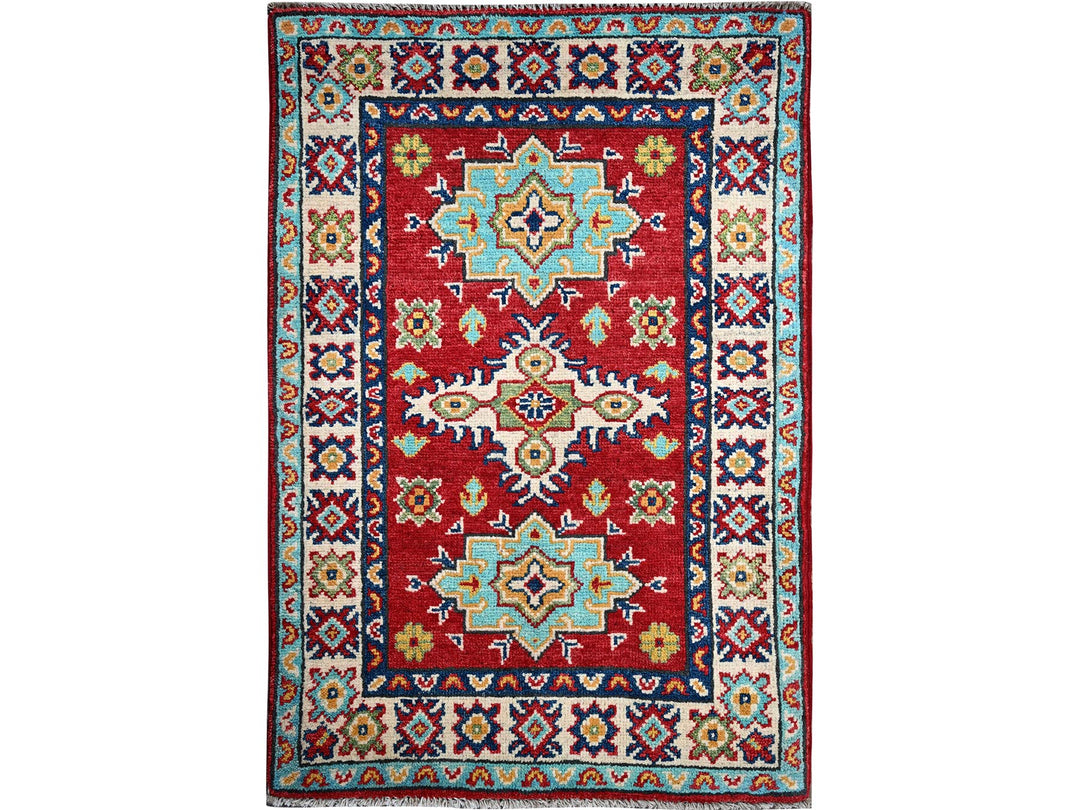 2'1" x 3'0" New Hand Knotted Red Wool Rectangle Oriental Rug - MOA102389