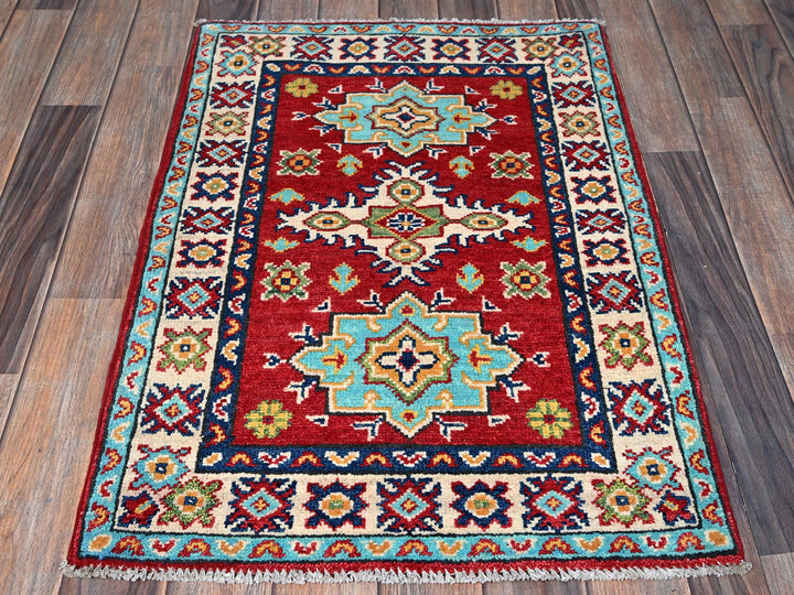 2'1" x 3'0" New Hand Knotted Red Wool Rectangle Oriental Rug - MOA102389