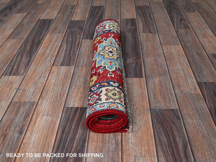 2'1" x 3'0" New Hand Knotted Red Wool Rectangle Oriental Rug - MOA102389
