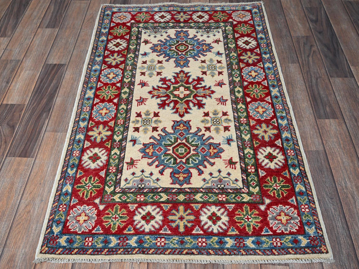 2'6" x 4'1" New Hand Knotted Ivory Wool Rectangle Oriental Rug - MOA102393