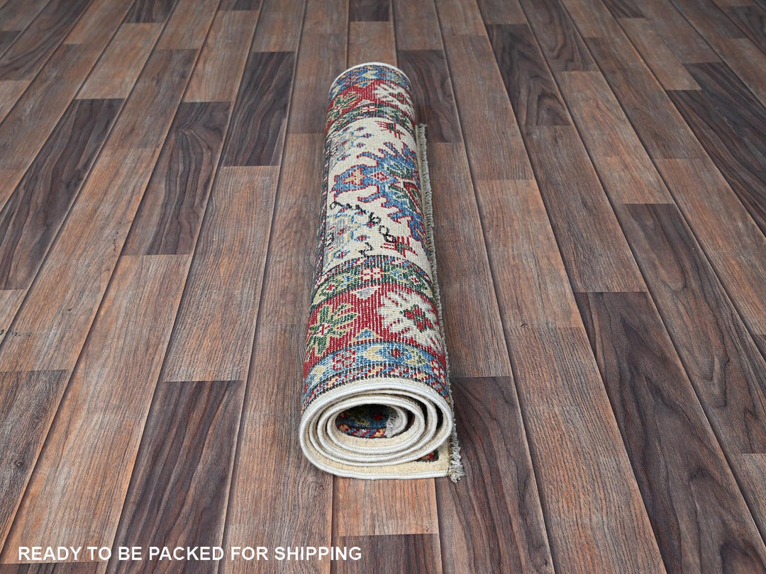 2'6" x 4'1" New Hand Knotted Ivory Wool Rectangle Oriental Rug - MOA102393