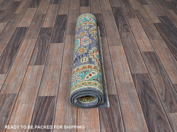 2'8" x 3'11" New Hand Knotted Purple Wool Rectangle Oriental Rug - MOA102395