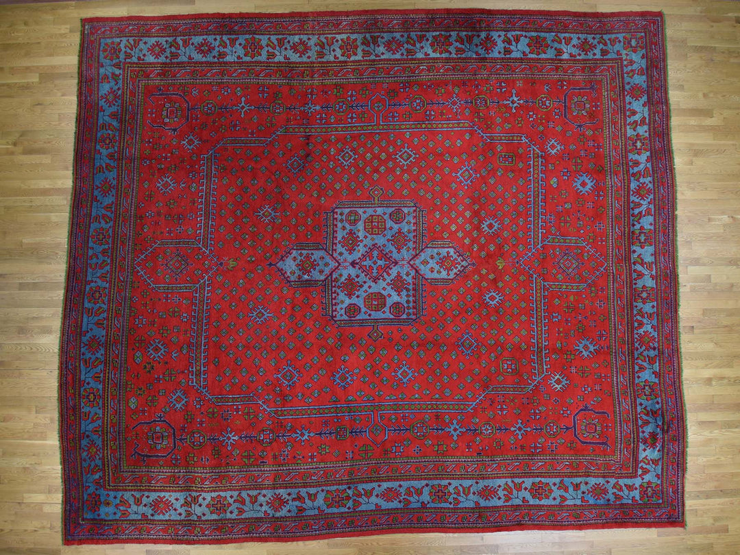 16'8" x 19'1" Vintage Hand Knotted Red Wool Rectangle Oriental Rug - MOA10239765