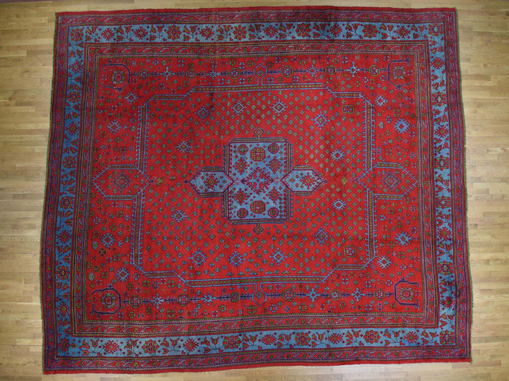 16'8" x 19'1" Vintage Hand Knotted Red Wool Rectangle Oriental Rug - MOA10239765