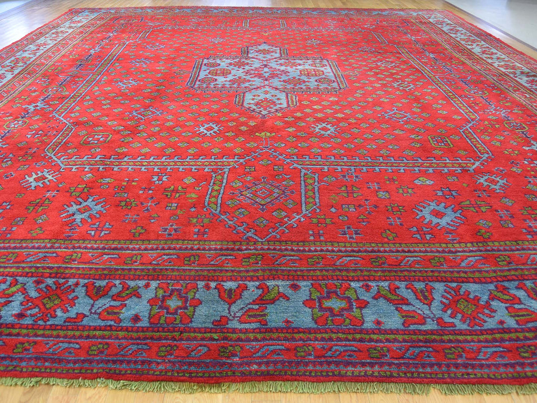16'8" x 19'1" Vintage Hand Knotted Red Wool Rectangle Oriental Rug - MOA10239765