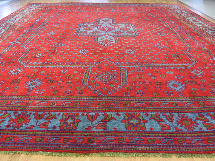 16'8" x 19'1" Vintage Hand Knotted Red Wool Rectangle Oriental Rug - MOA10239765