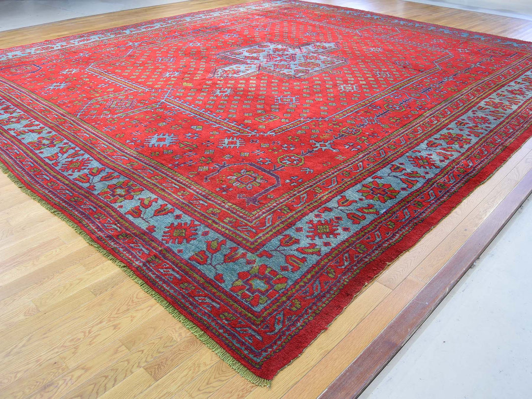 16'8" x 19'1" Vintage Hand Knotted Red Wool Rectangle Oriental Rug - MOA10239765