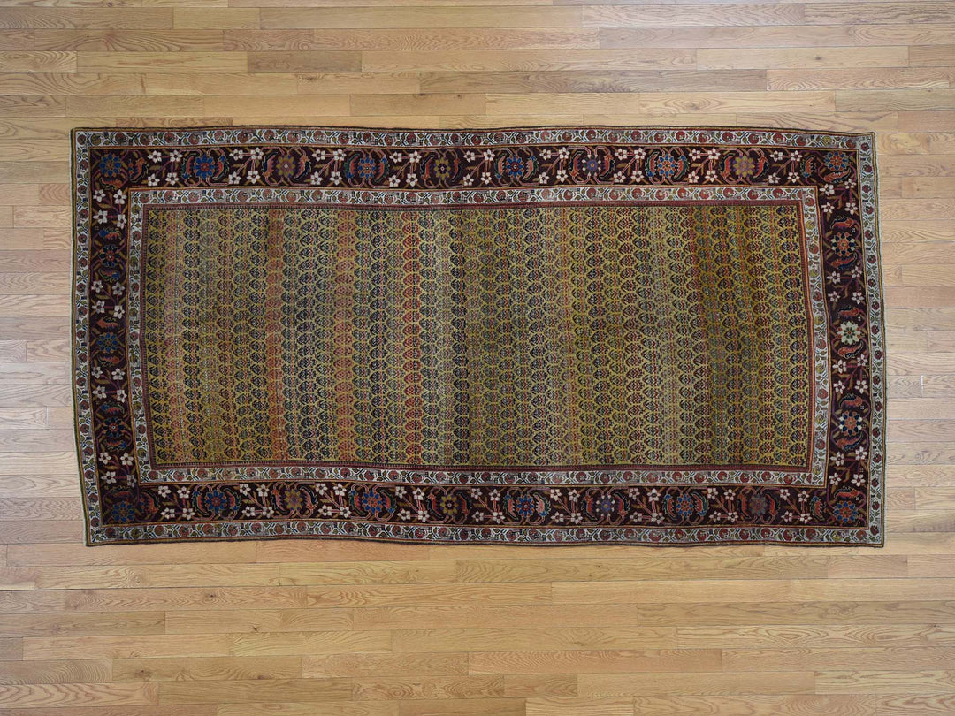 5'1" x 9'10" Vintage Hand Knotted Yellow Wool Runner Oriental Rug - MOA10239843