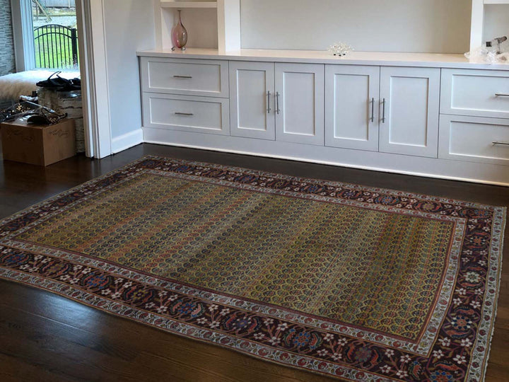 5'1" x 9'10" Vintage Hand Knotted Yellow Wool Runner Oriental Rug - MOA10239843