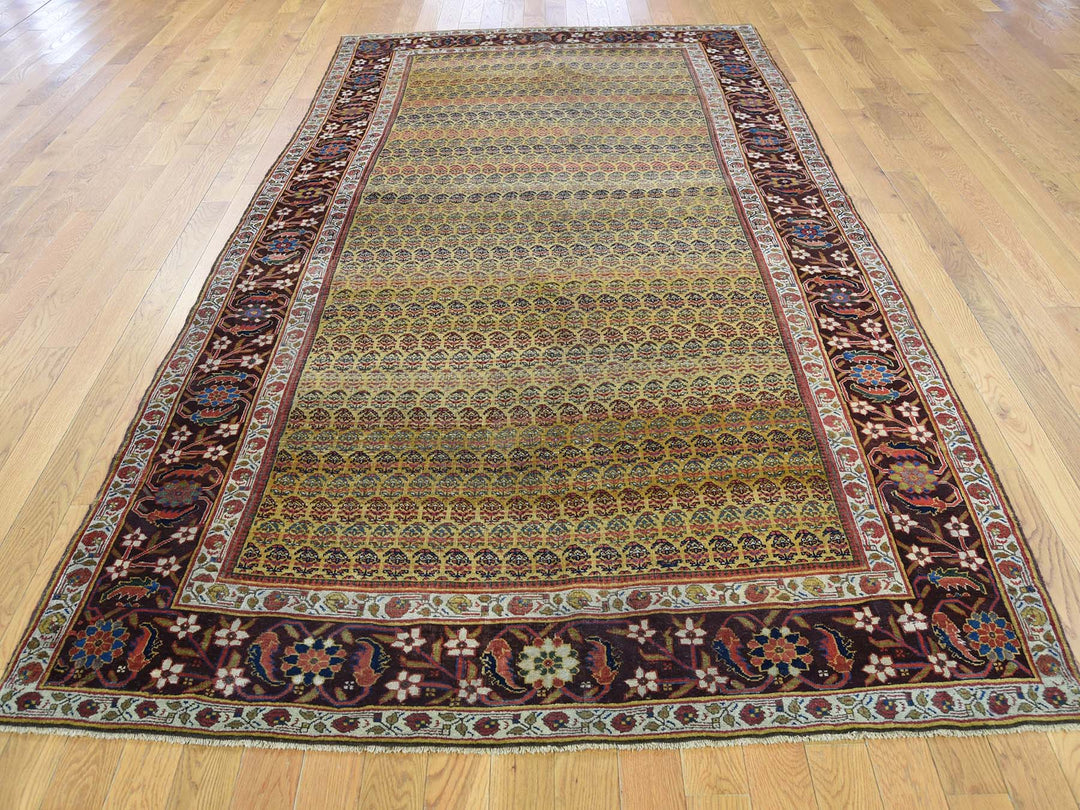 5'1" x 9'10" Vintage Hand Knotted Yellow Wool Runner Oriental Rug - MOA10239843