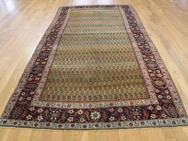 5'1" x 9'10" Vintage Hand Knotted Yellow Wool Runner Oriental Rug - MOA10239843