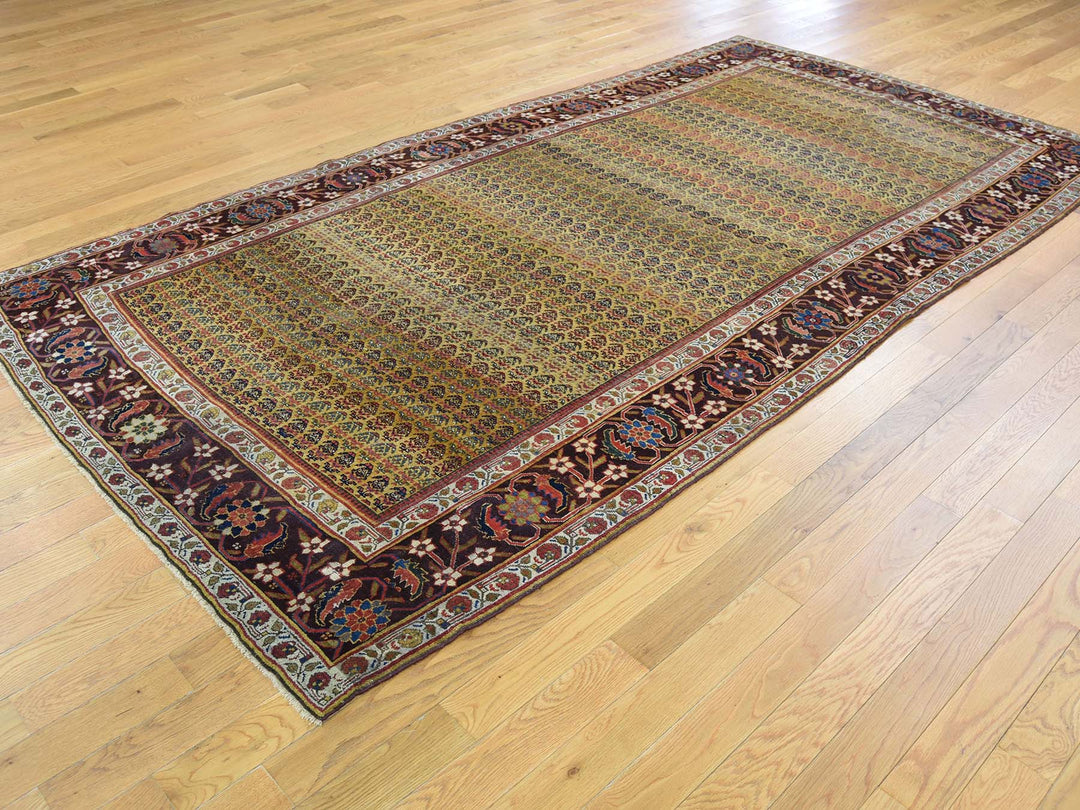5'1" x 9'10" Vintage Hand Knotted Yellow Wool Runner Oriental Rug - MOA10239843
