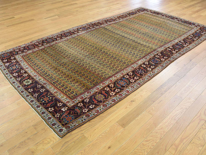 5'1" x 9'10" Vintage Hand Knotted Yellow Wool Runner Oriental Rug - MOA10239843