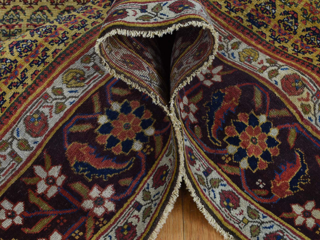 5'1" x 9'10" Vintage Hand Knotted Yellow Wool Runner Oriental Rug - MOA10239843