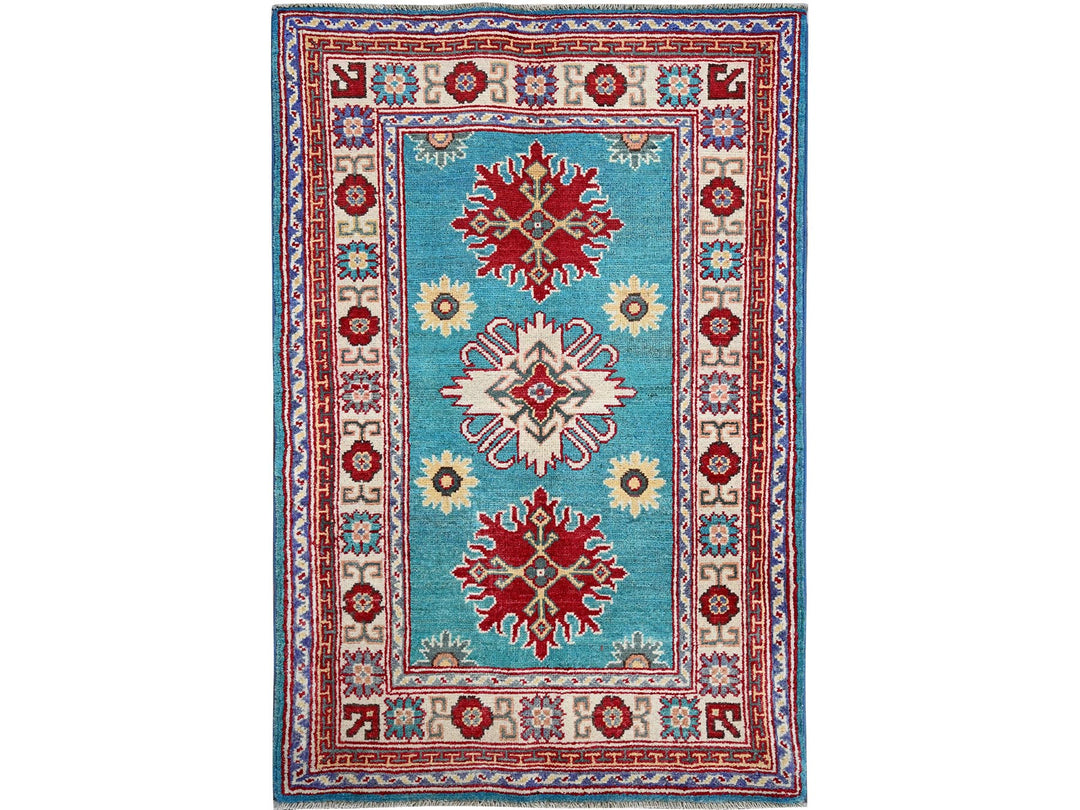 2'7" x 4'1" New Hand Knotted Blue Wool Rectangle Oriental Rug - MOA102398