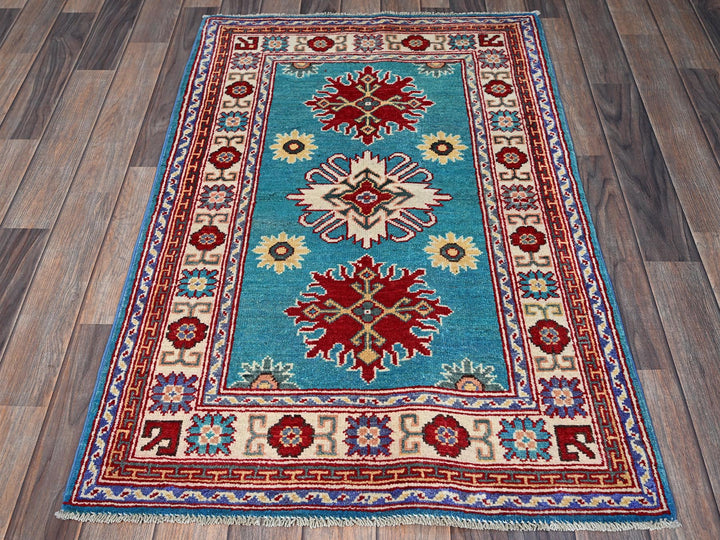 2'7" x 4'1" New Hand Knotted Blue Wool Rectangle Oriental Rug - MOA102398