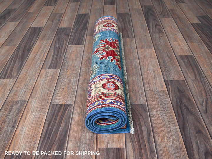 2'7" x 4'1" New Hand Knotted Blue Wool Rectangle Oriental Rug - MOA102398