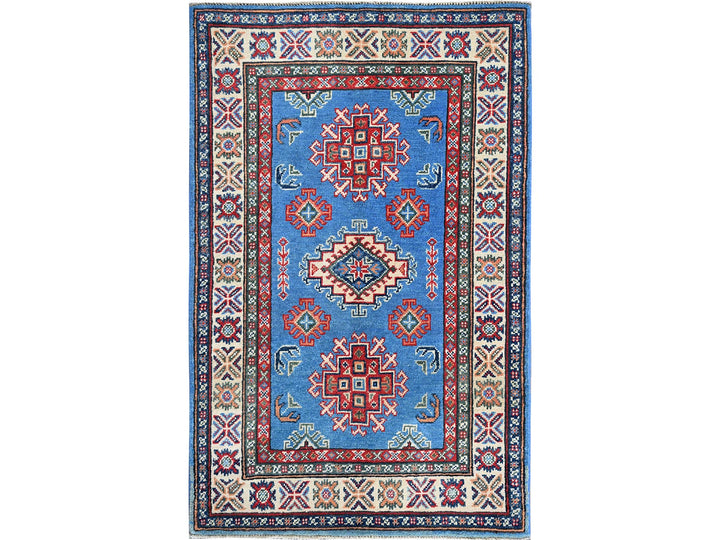2'9" x 4'1" New Hand Knotted Blue Wool Rectangle Oriental Rug - MOA102399