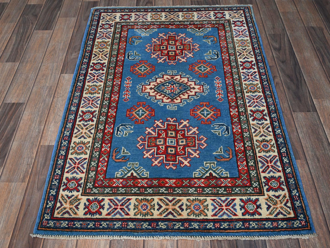 2'9" x 4'1" New Hand Knotted Blue Wool Rectangle Oriental Rug - MOA102399